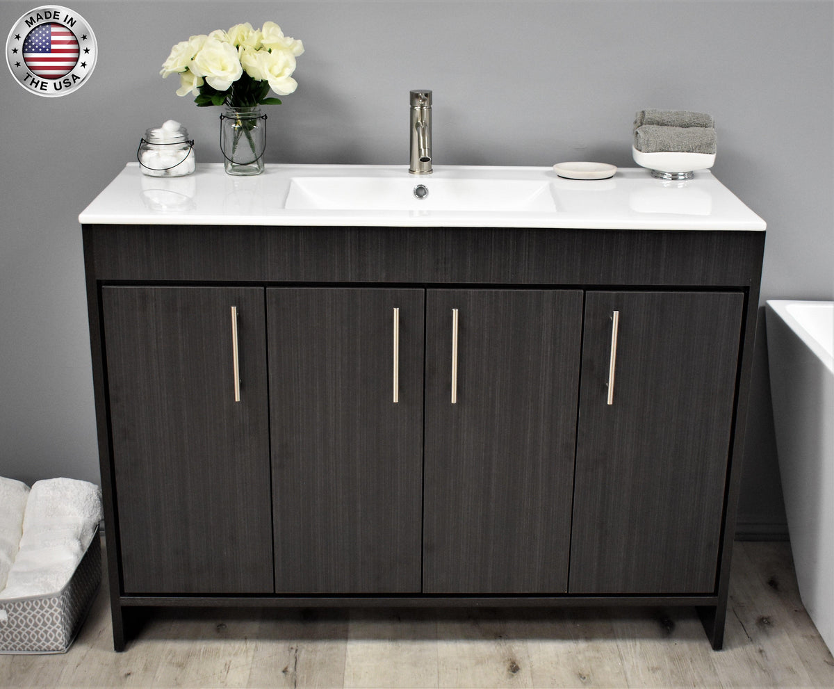 Volpa USA Villa 48" Modern Bathroom Vanity Black Ash MTD-3448BA-14 FSMIU