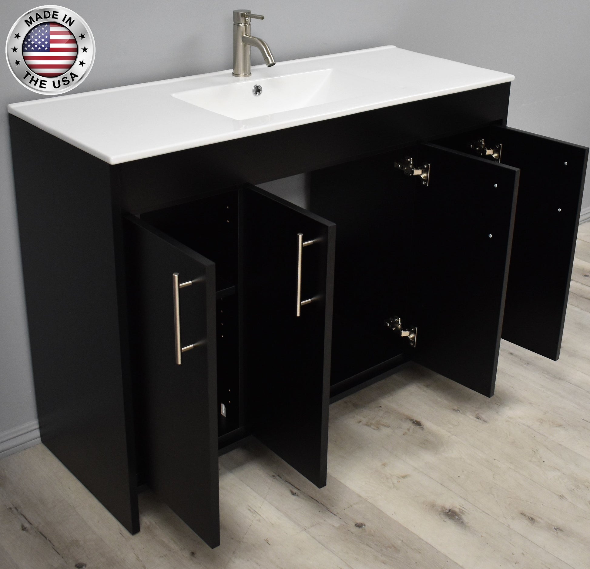 Volpa USA Villa 48" Modern Bathroom Vanity Black Ash MTD-3448BA-14 AOMIU