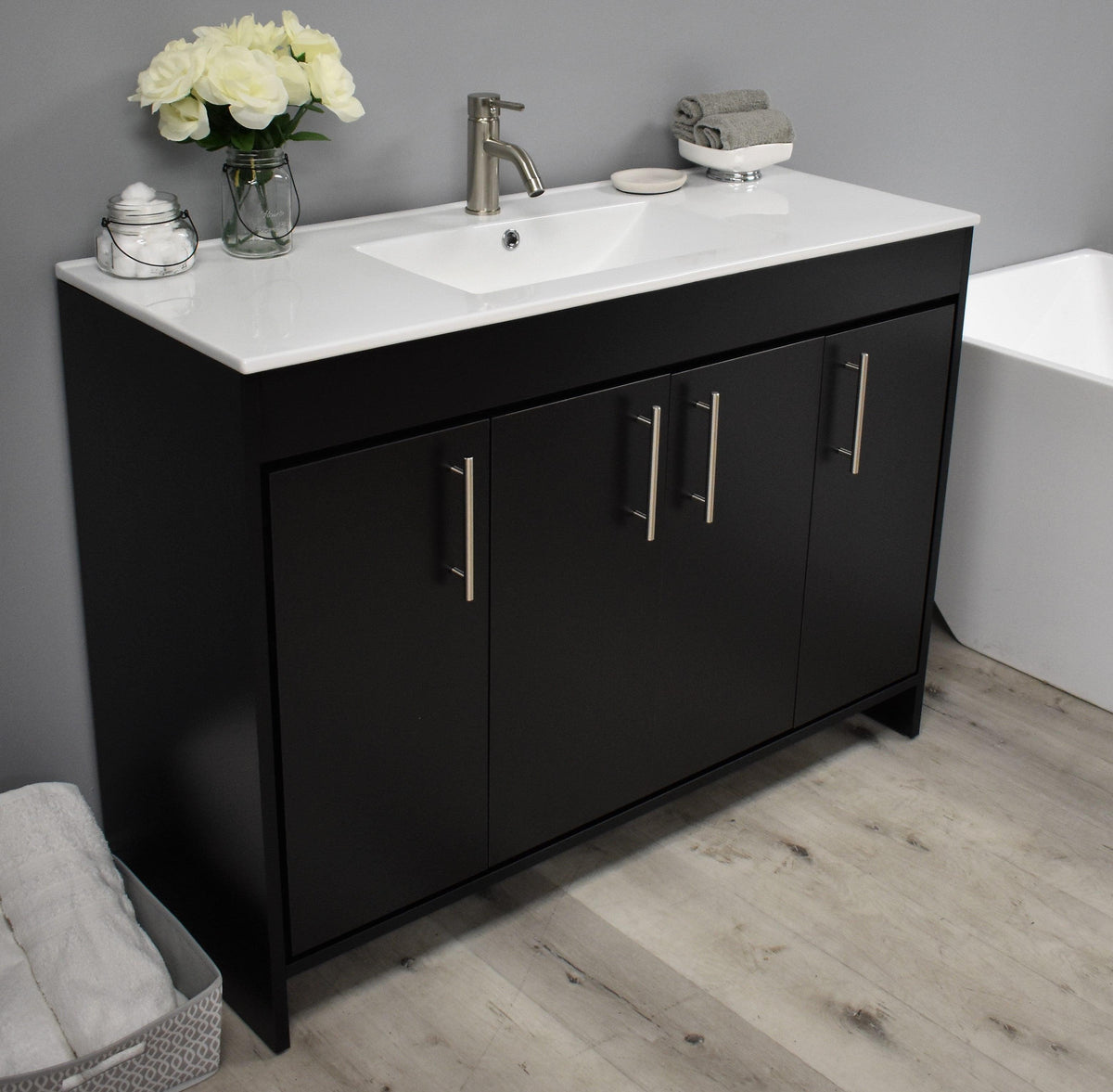 Volpa USA Villa 48" Modern Bathroom Vanity Black Ash MTD-3448BA-14 AS