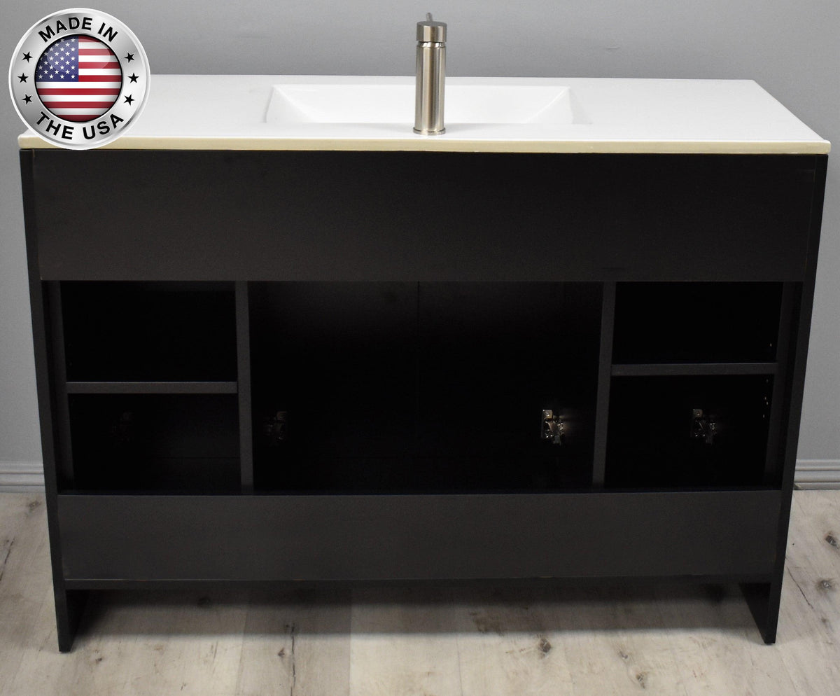 Volpa USA Villa 48" Modern Bathroom Vanity Black Ash MTD-3448BA-14 BackMIU