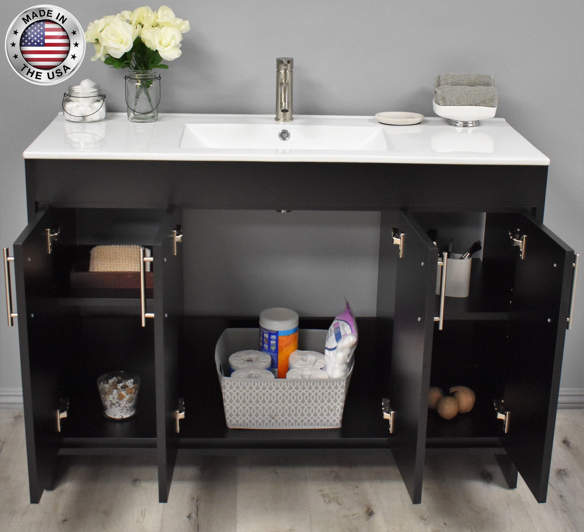 Volpa USA Villa 48" Modern Bathroom Vanity Black MTD-3448BK-14 FSOMIU