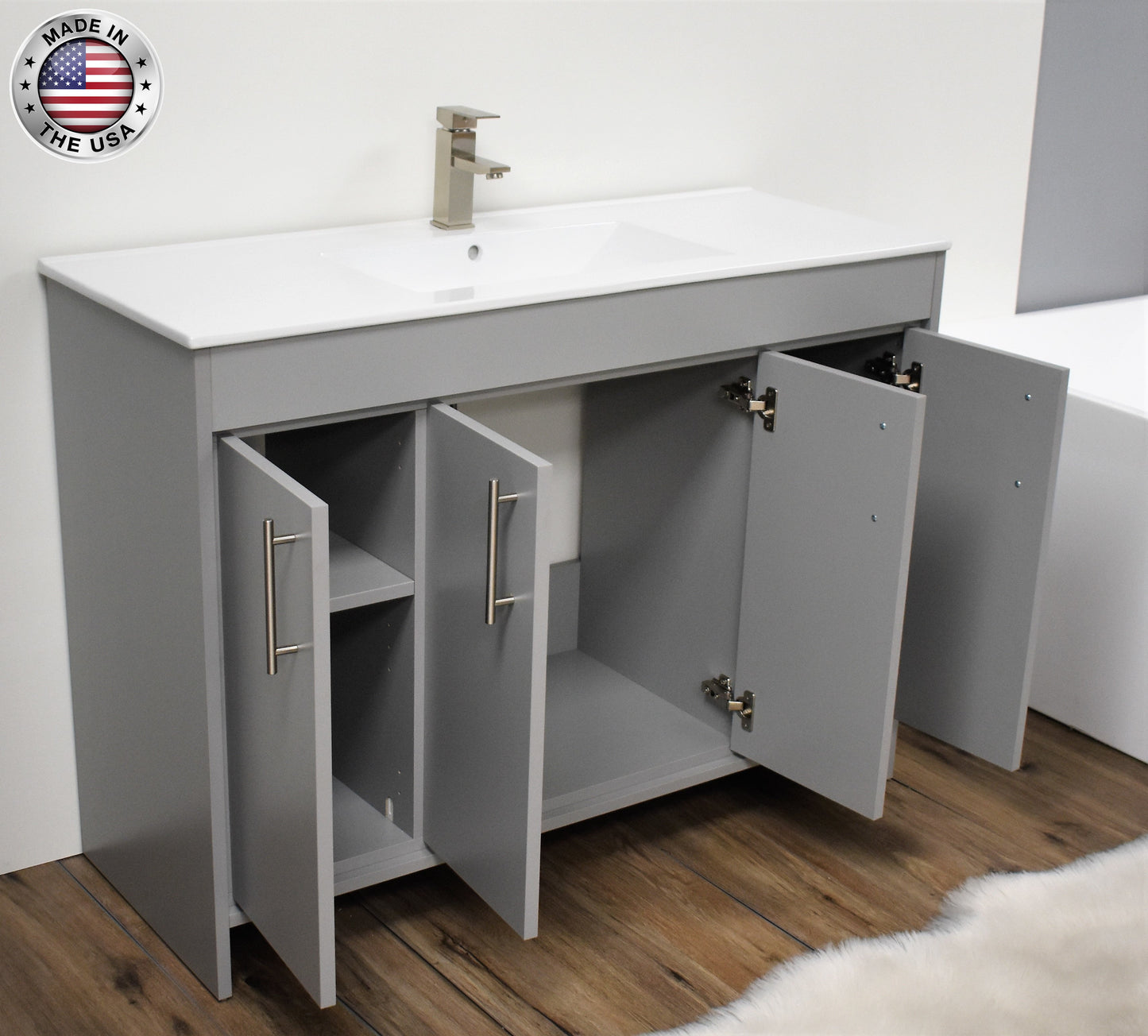 Volpa USA Villa 48" Modern Bathroom Vanity Grey MTD-3448G-14 AOMIU