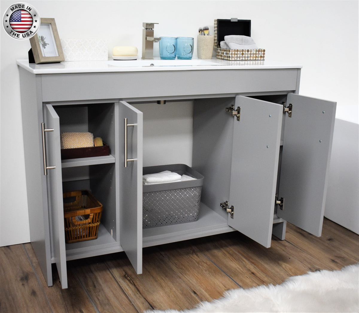 Volpa USA Villa 48" Modern Bathroom Vanity Grey MTD-3448G-14 ASMIU