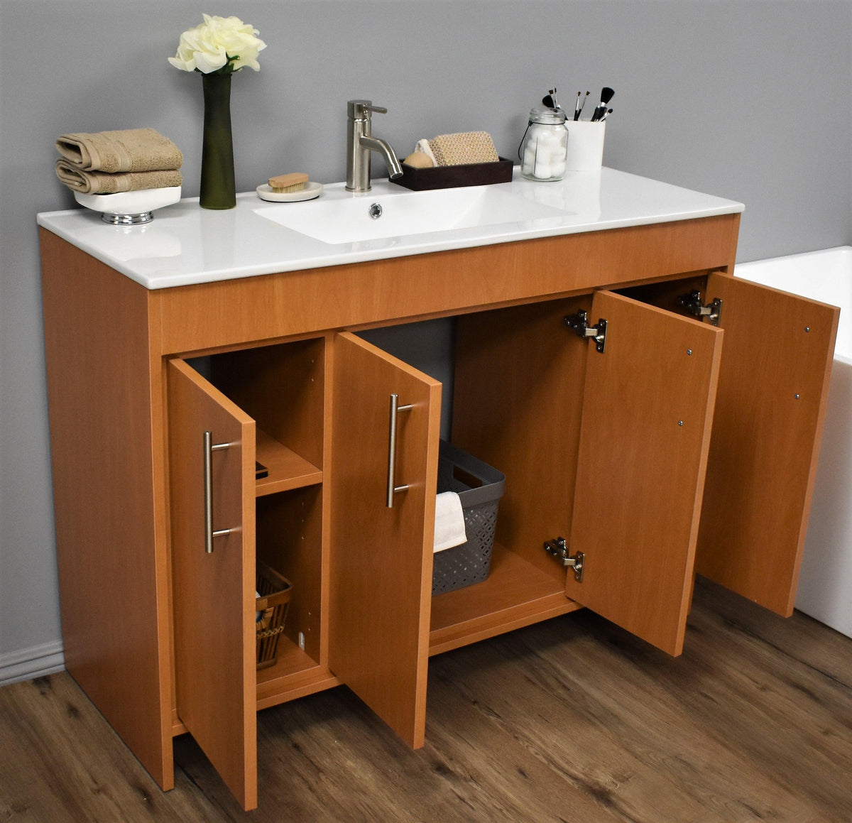 Volpa USA Villa 48" Modern Bathroom Vanity Honey Maple MTD-3448HM-14 ASO
