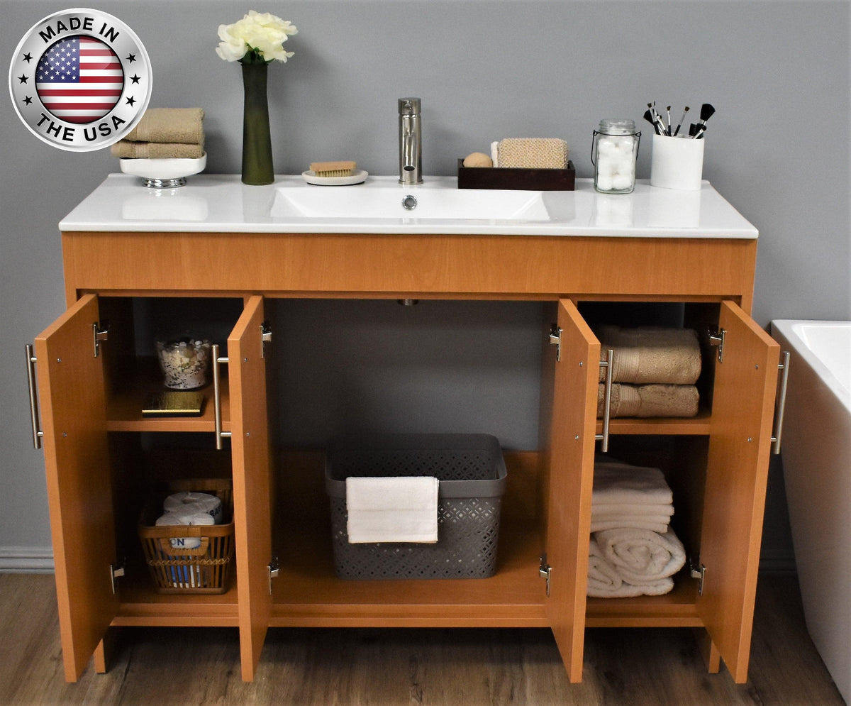 Volpa USA Villa 48" Modern Bathroom Vanity Honey Maple MTD-3448HM-14 FOMIU