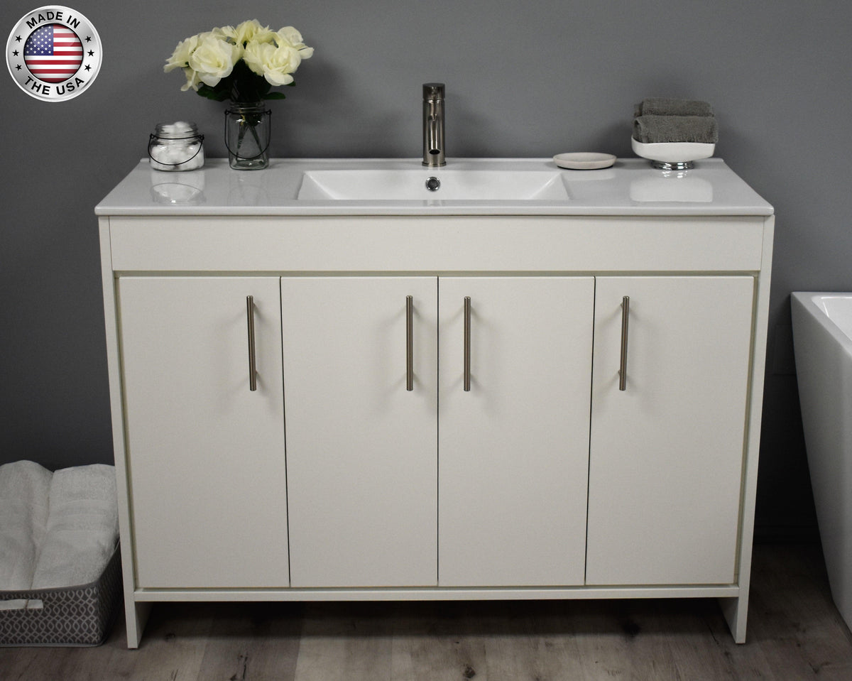 Volpa USA Villa 48" Modern Bathroom Vanity Soft White MTD-3448W-14 FSCMIU