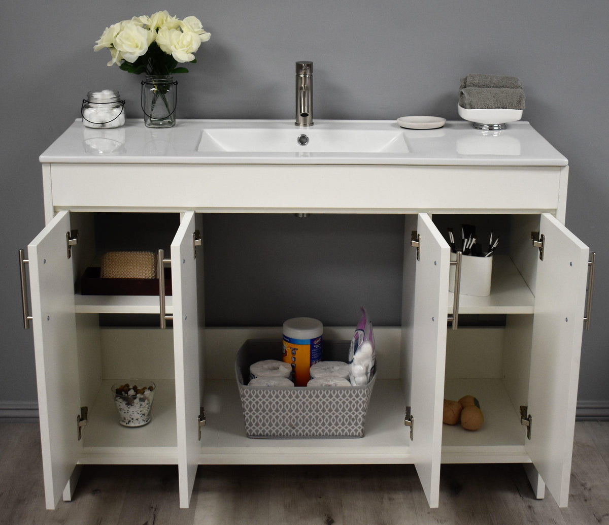 Volpa USA Villa 48" Modern Bathroom Vanity Soft White MTD-3448W-14 FSO