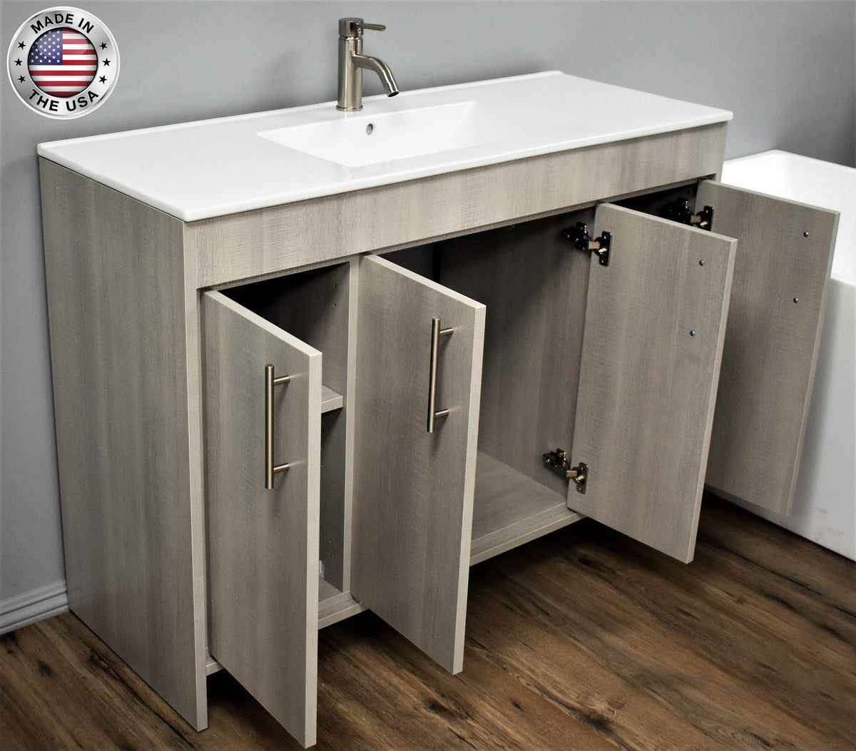 Volpa USA Villa 48" Modern Bathroom Vanity Weathered Grey MTD-3448WG-14 AOMIU2