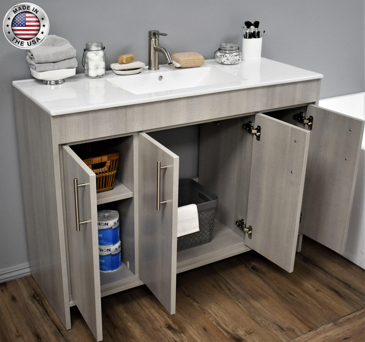 Volpa USA Villa 48" Modern Bathroom Vanity Weathered Grey MTD-3448WG-14 ASOMIU