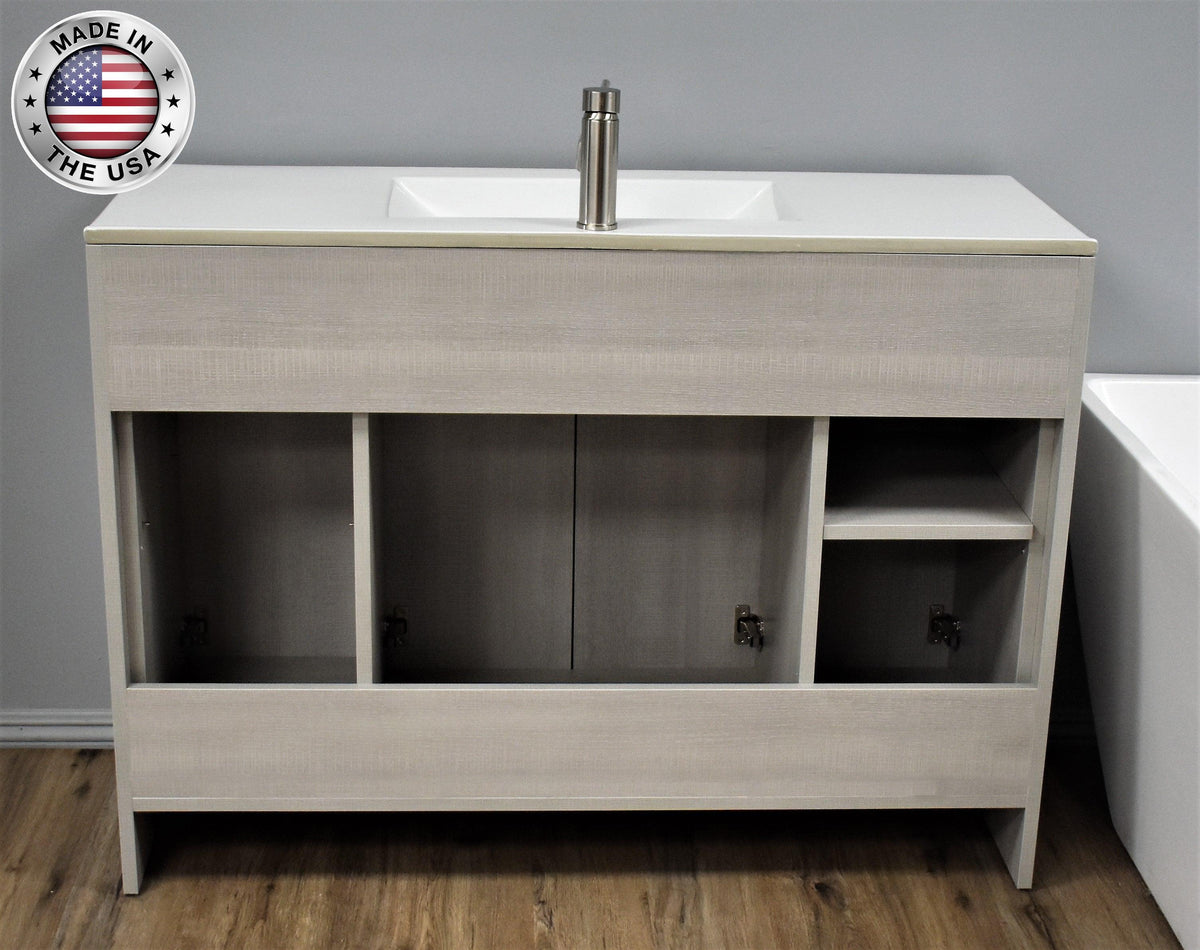 Volpa USA Villa 48" Modern Bathroom Vanity Weathered Grey MTD-3448WG-14 BackMIU