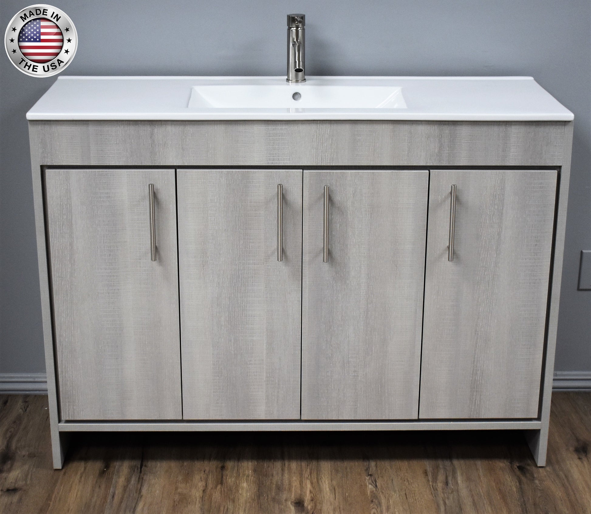 Volpa USA Villa 48" Modern Bathroom Vanity Weathered Grey MTD-3448WG-14 FNBMIU