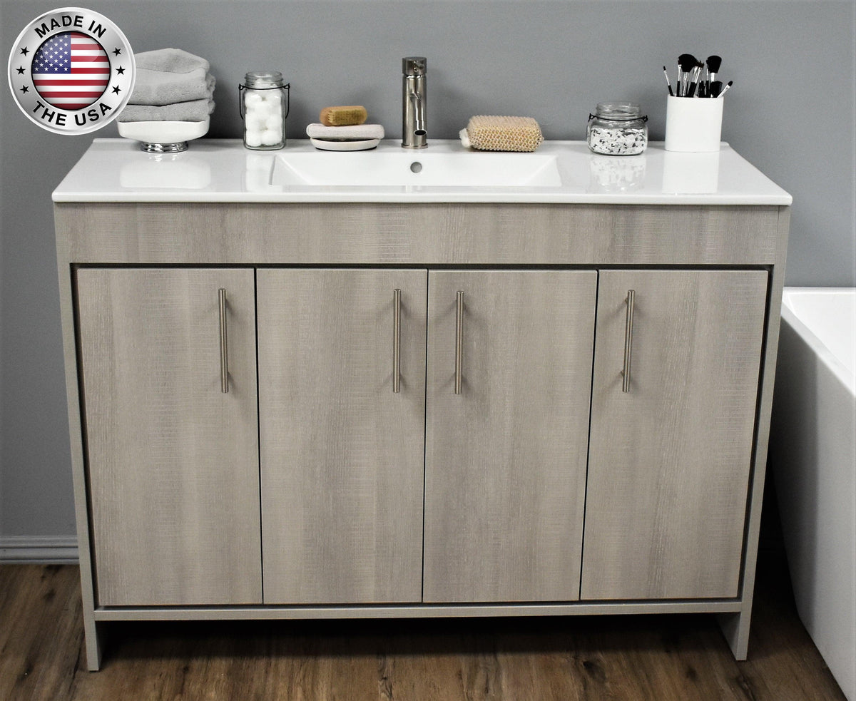Volpa USA Villa 48" Modern Bathroom Vanity Weathered Grey MTD-3448WG-14 FSMIU
