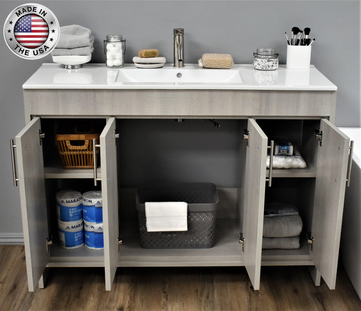 Volpa USA Villa 48" Modern Bathroom Vanity Weathered Grey MTD-3448WG-14 FSOMIU