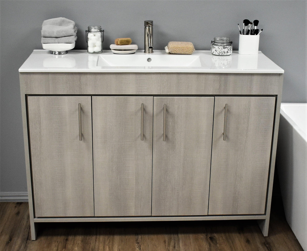 Volpa USA Villa 48" Modern Bathroom Vanity Weathered Grey MTD-3448WG-14 FS