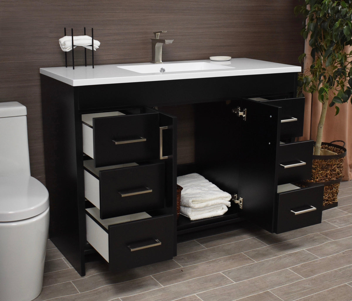  Rio 48" Vanity Black MTD-348BK-3angleopenstaged1