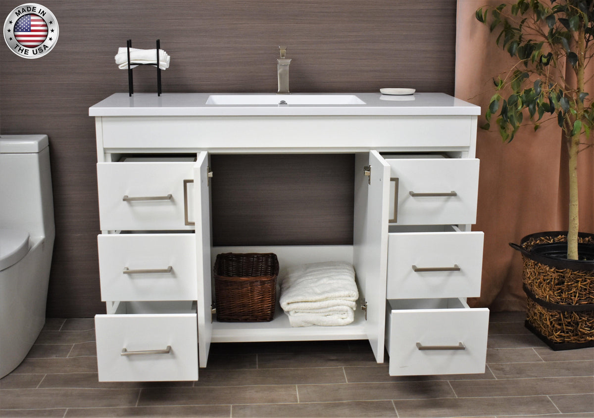  Rio 48" Vanity White MTD-348W-3frontopenstaged