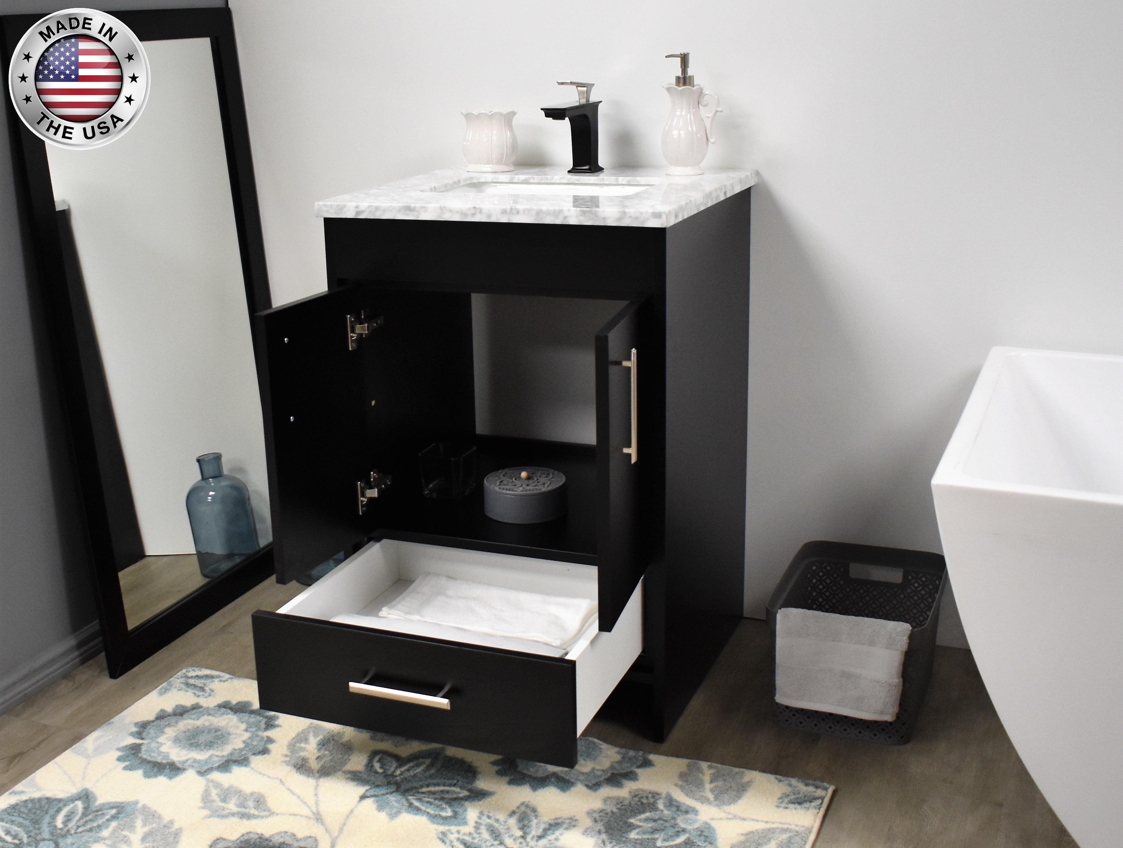 Volpa USA Capri 24" Modern Bathroom Black Vanity MTD-3524BK-1C AOSMIU