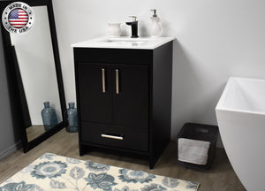 Volpa USA Capri 24" Modern Bathroom Black Vanity MTD-3524BK-1W AMIU