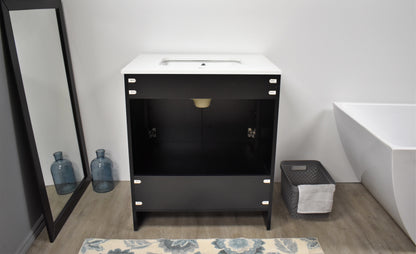 Volpa USA Capri 24" Modern Bathroom Black Vanity MTD-3524BK-1W Back