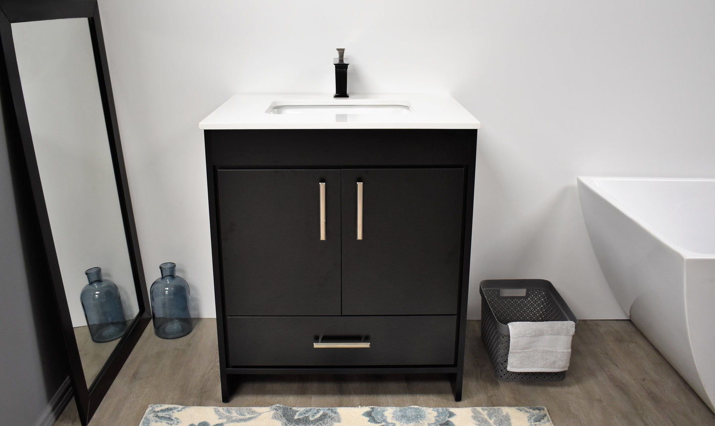 Volpa USA Capri 24" Modern Bathroom Black Vanity MTD-3524BK-1W F2