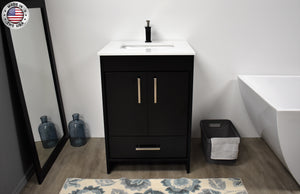 Volpa USA Capri 24" Modern Bathroom Black Vanity MTD-3524BK-1W FMIU