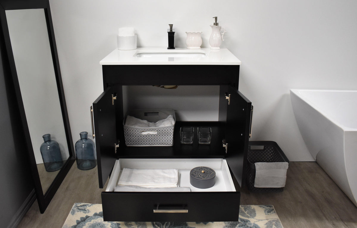 Volpa USA Capri 24" Modern Bathroom Black Vanity MTD-3524BK-1W FS
