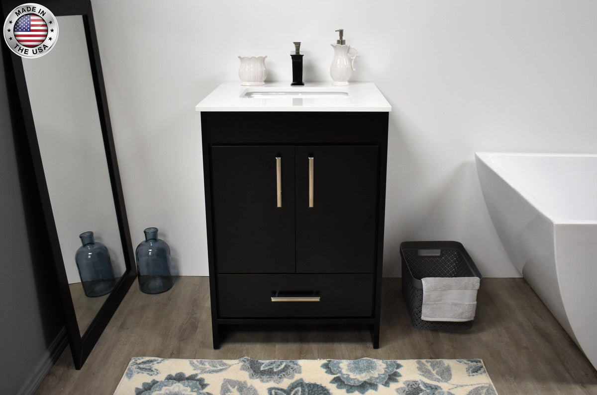 Volpa USA Capri 24" Modern Bathroom Black Vanity MTD-3524BK-1W FSMIU