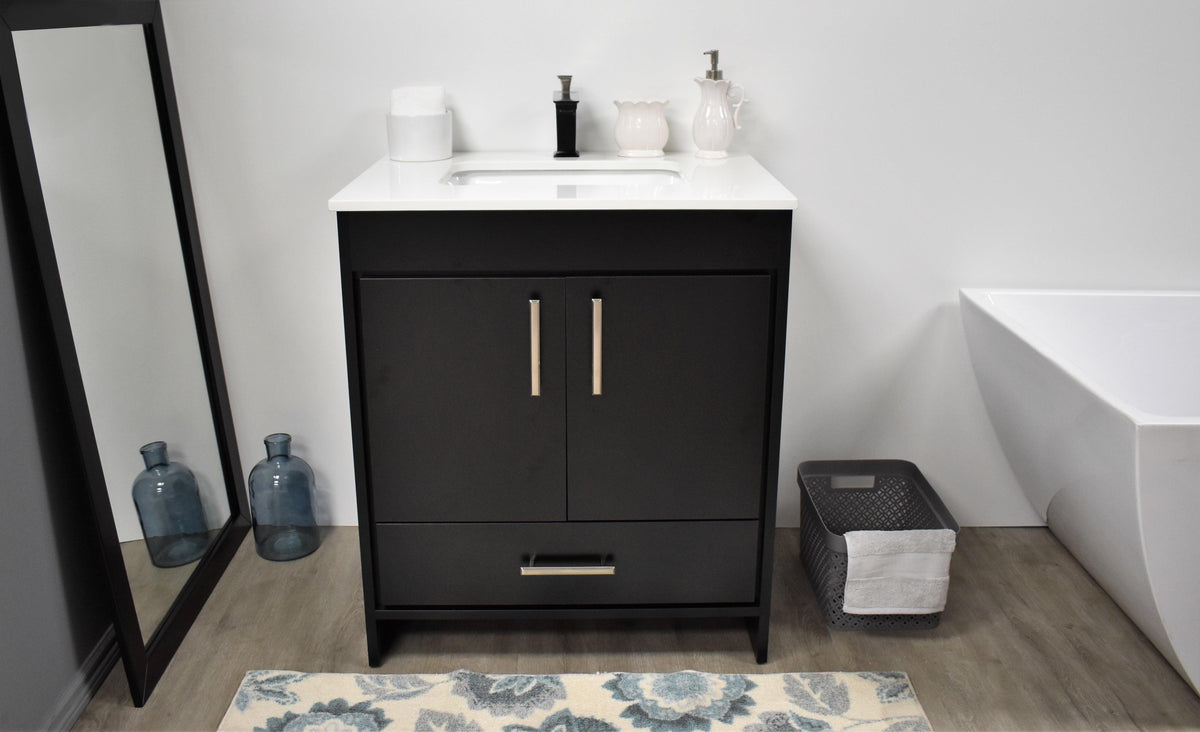 Volpa USA Capri 24" Modern Bathroom Black Vanity MTD-3524BK-1W FS