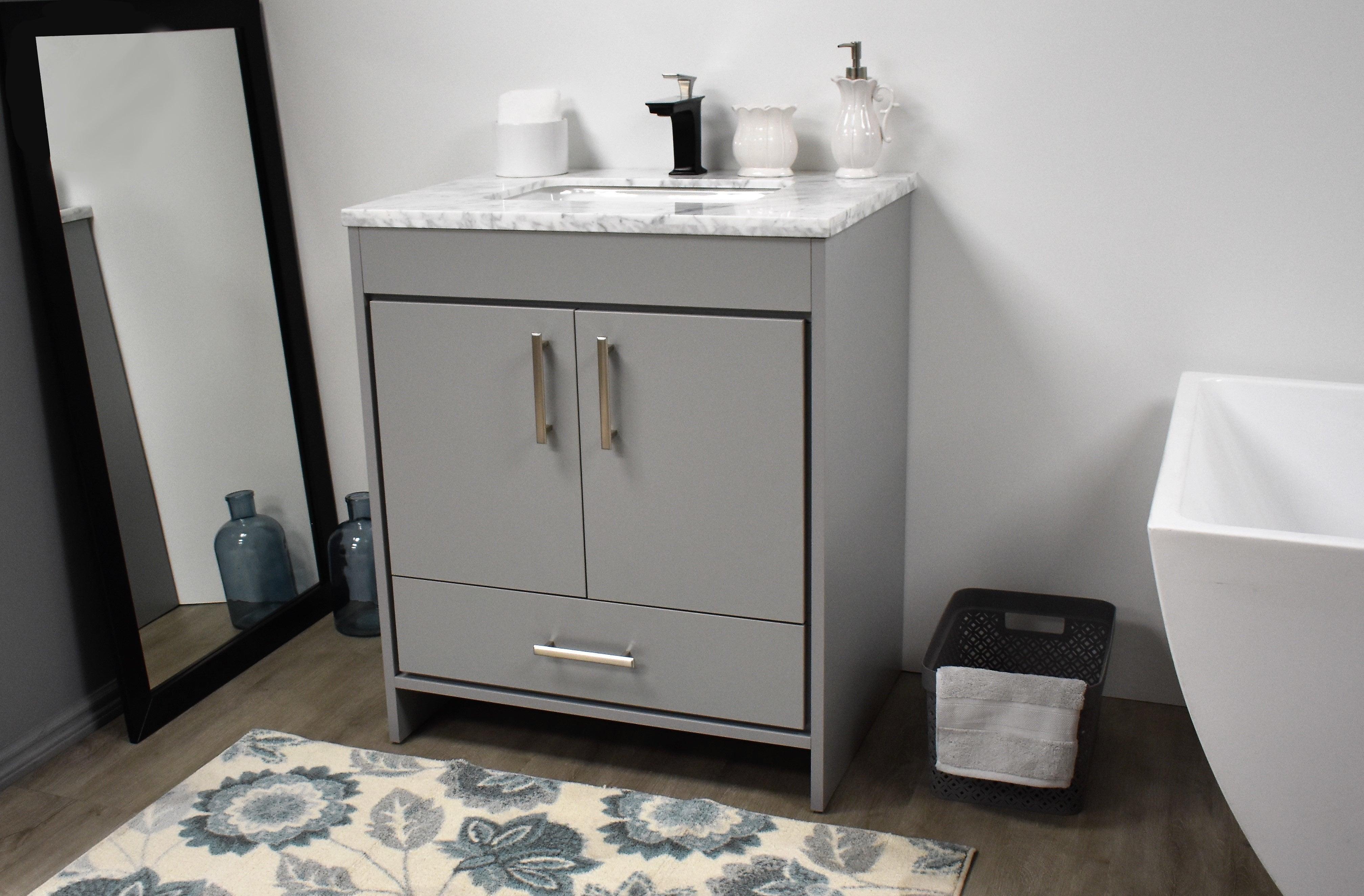 Volpa USA Capri 24" Modern Bathroom Gray Vanity MTD-3524BK-1C AS