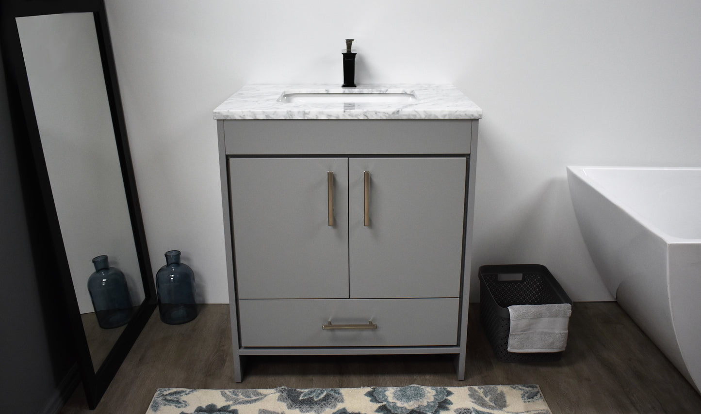 Volpa USA Capri 24" Modern Bathroom Grey Vanity MTD-3524BK-1C F1