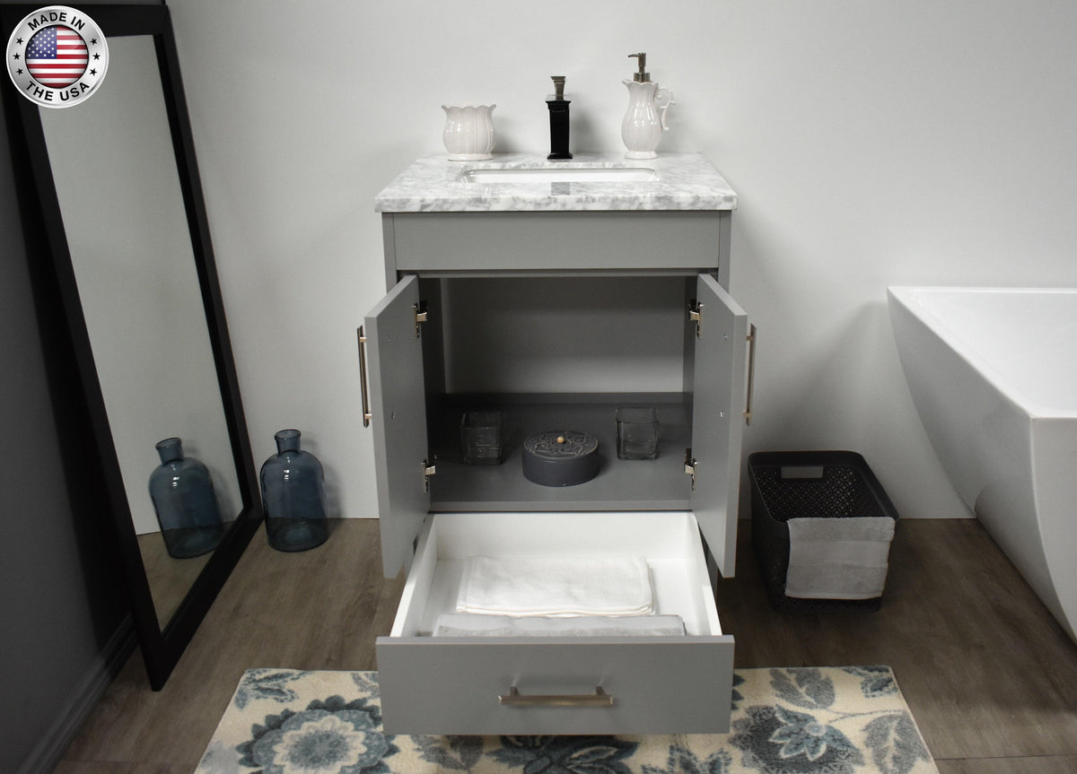 Volpa USA Capri 24" Modern Bathroom Gray Vanity MTD-3524BK-1C FOSMIU