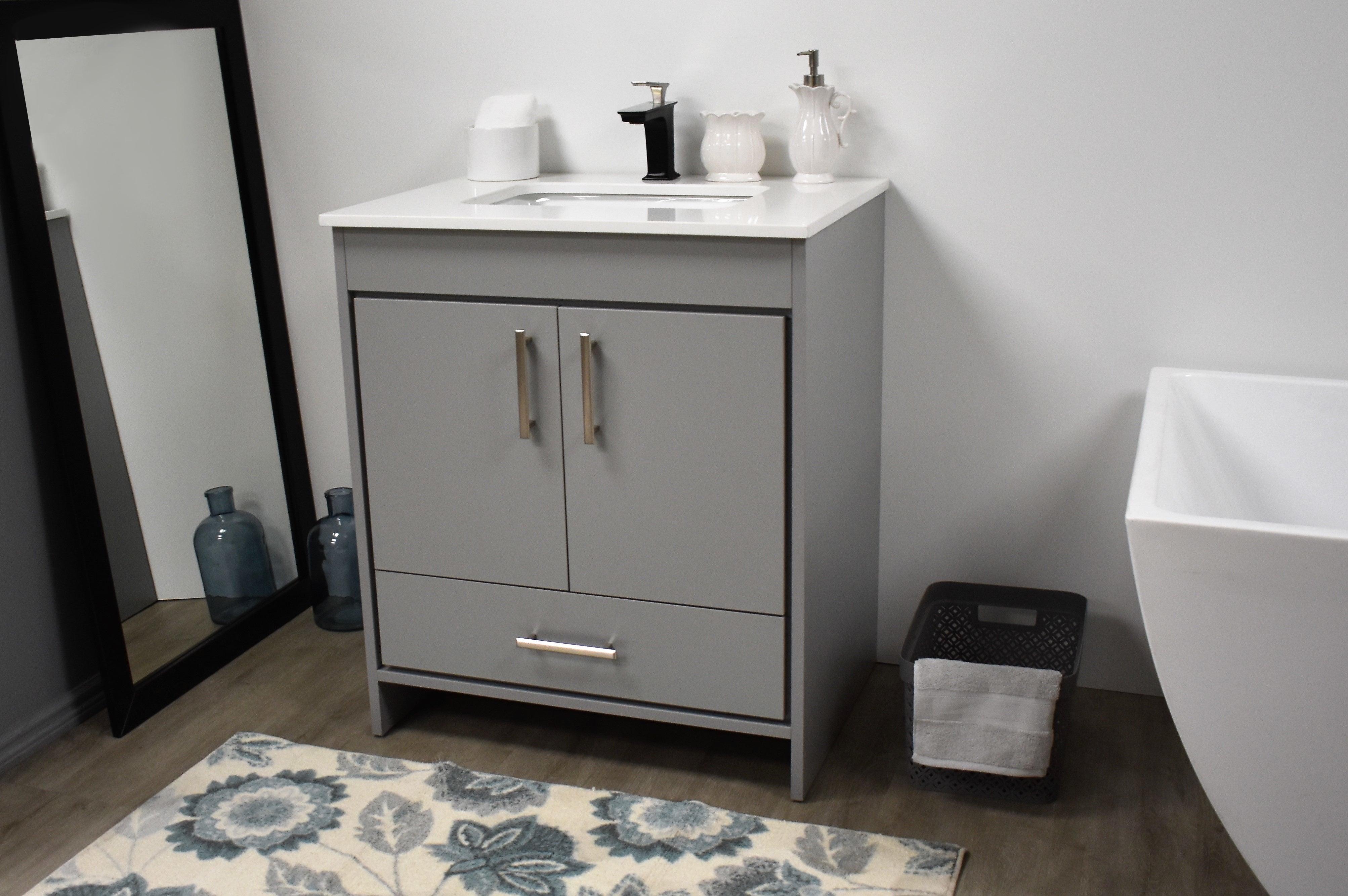 Volpa USA Capri 24" Modern Bathroom Grey Vanity MTD-3524G-1W AS
