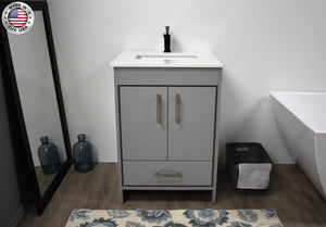 Volpa USA Capri 24" Modern Bathroom Grey Vanity MTD-3524G-1W FMIU
