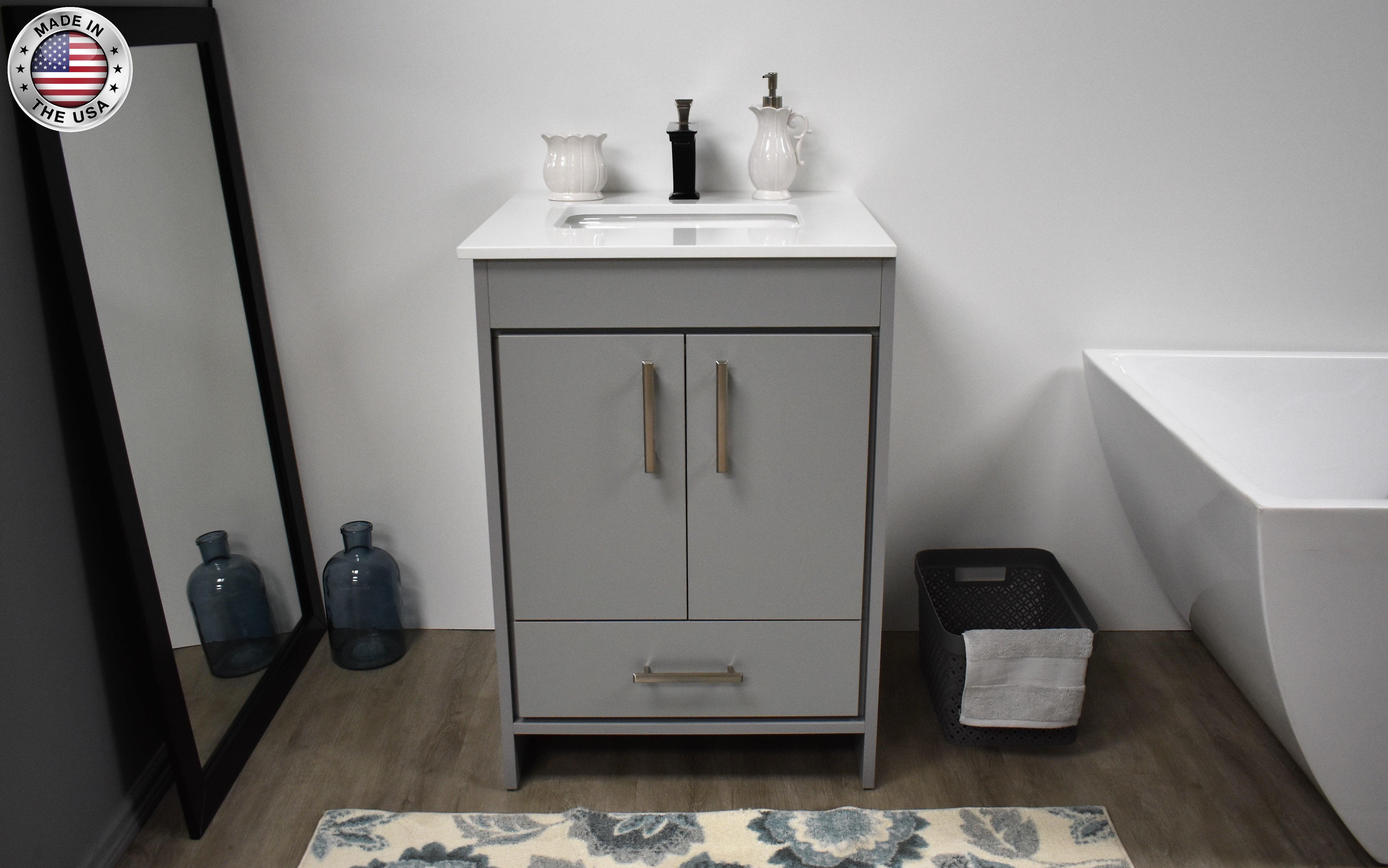 Volpa USA Capri 24" Modern Bathroom Grey Vanity MTD-3524G-1W FSMIU