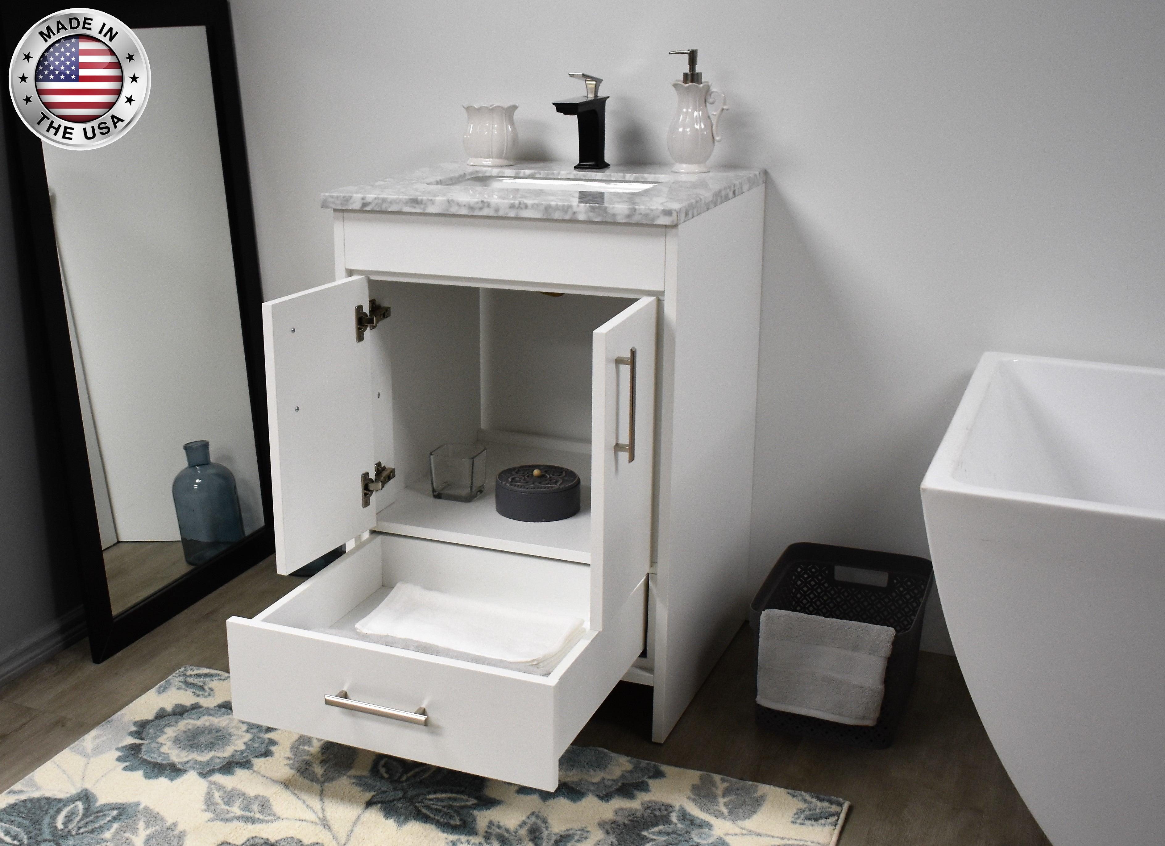 Volpa USA Capri 24" Modern Bathroom White Vanity MTD-3524W-1C  AOSMIU