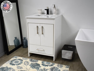 Volpa USA Capri 24" Modern Bathroom White Vanity MTD-3524W-1W AMIU