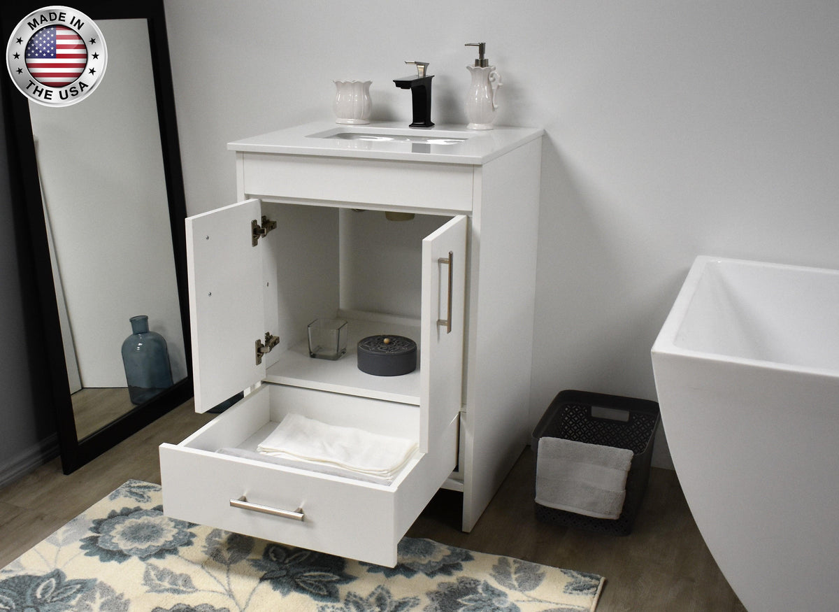 Volpa USA Capri 24" Modern Bathroom White Vanity MTD-3524W-1W AOMIU