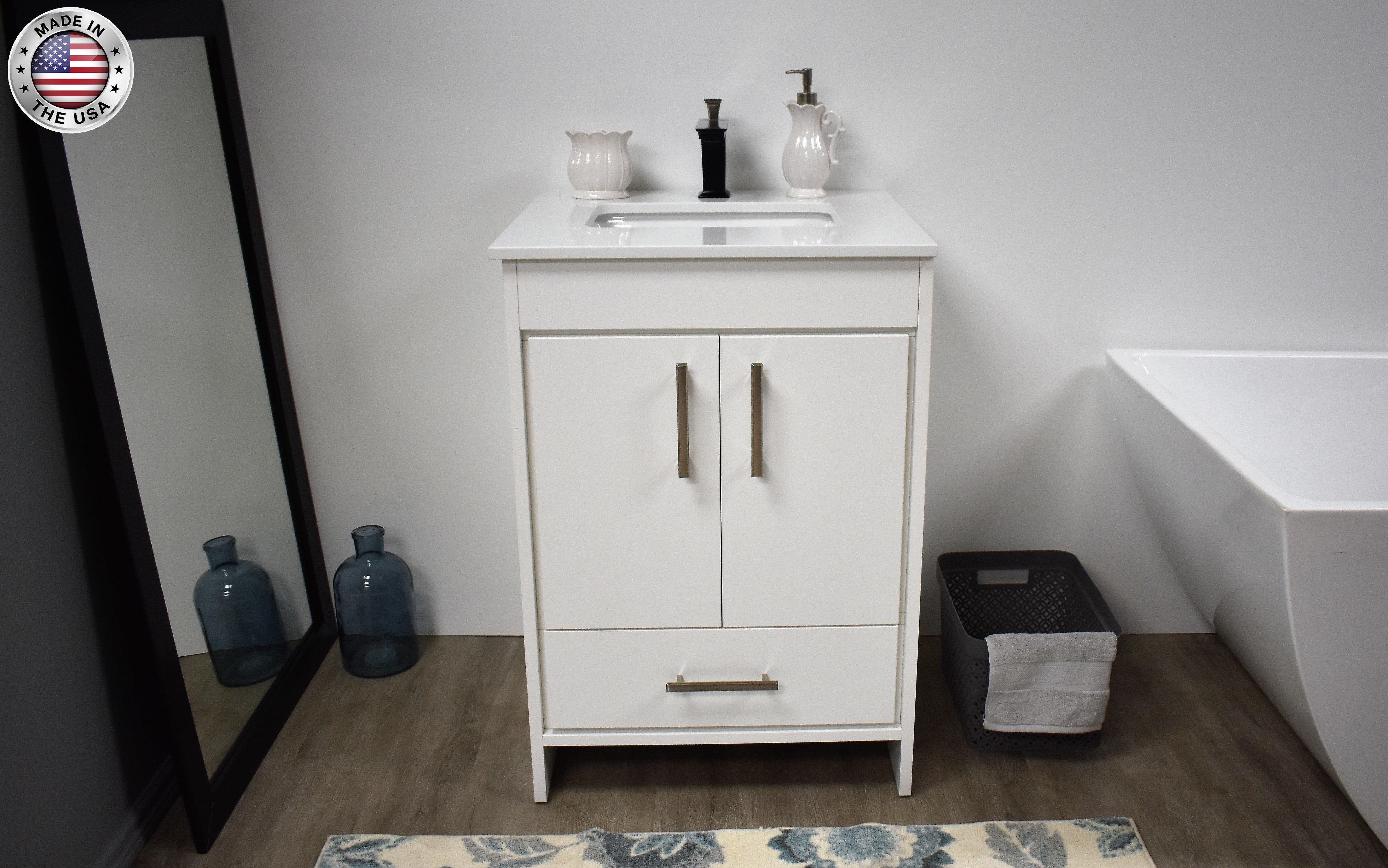 Volpa USA Capri 24" Modern Bathroom White Vanity MTD-3524W-1W FSMIU