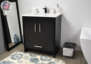 Volpa USA Capri 30" Modern Bathroom Vanity Black MTD-3530BK-1W AMIU