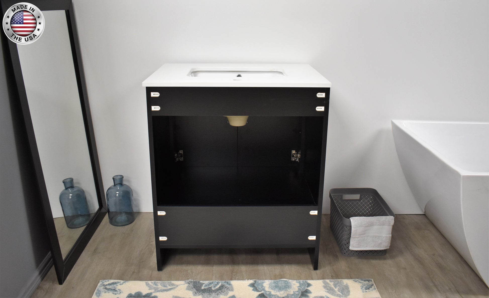 Volpa USA Capri 30" Modern Bathroom Vanity Black MTD-3530BK-1W BackMIU