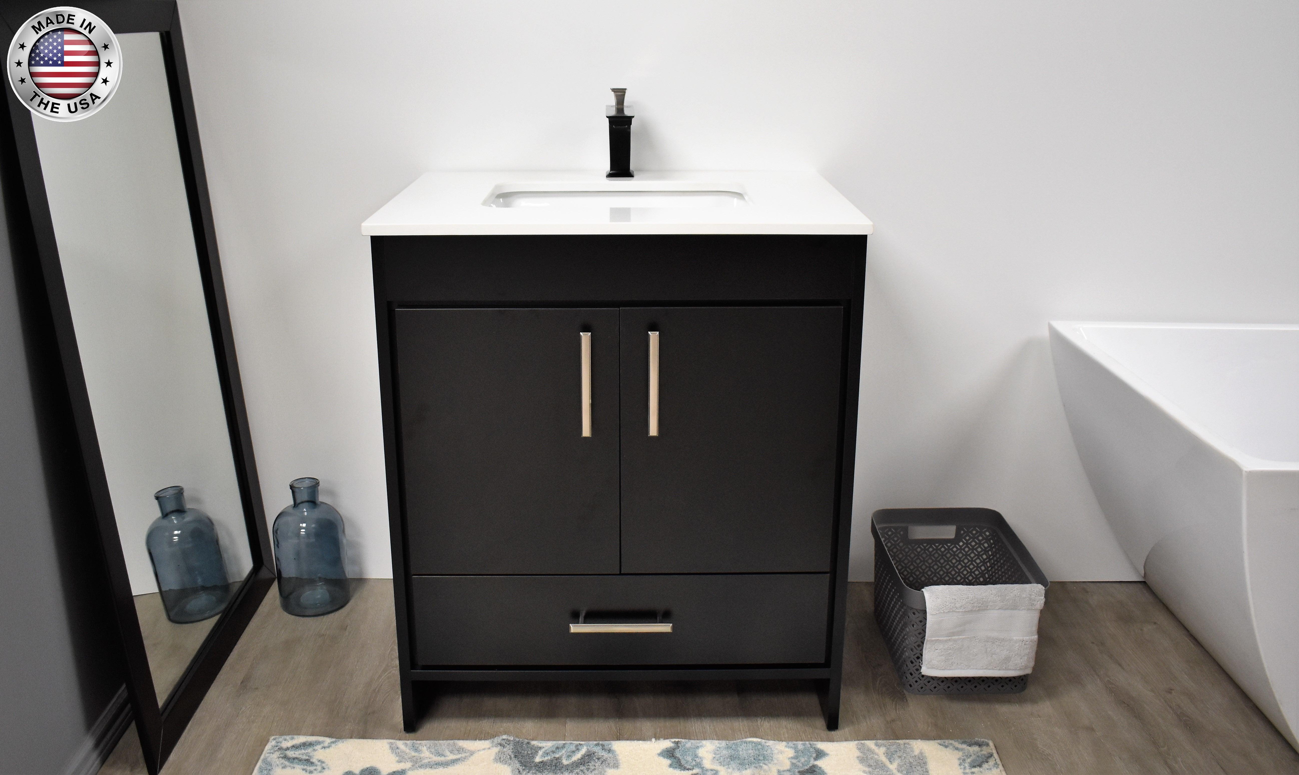 Volpa USA Capri 30" Modern Bathroom Vanity Black MTD-3530BK-1W FMIU