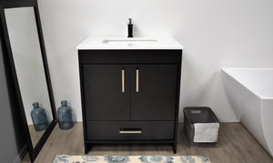Volpa USA Capri 30" Modern Bathroom Vanity Black MTD-3530BK-1W F