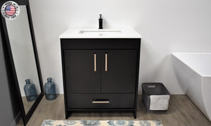 Volpa USA Capri 30" Modern Bathroom Vanity Black MTD-3530BK-1W FMIU