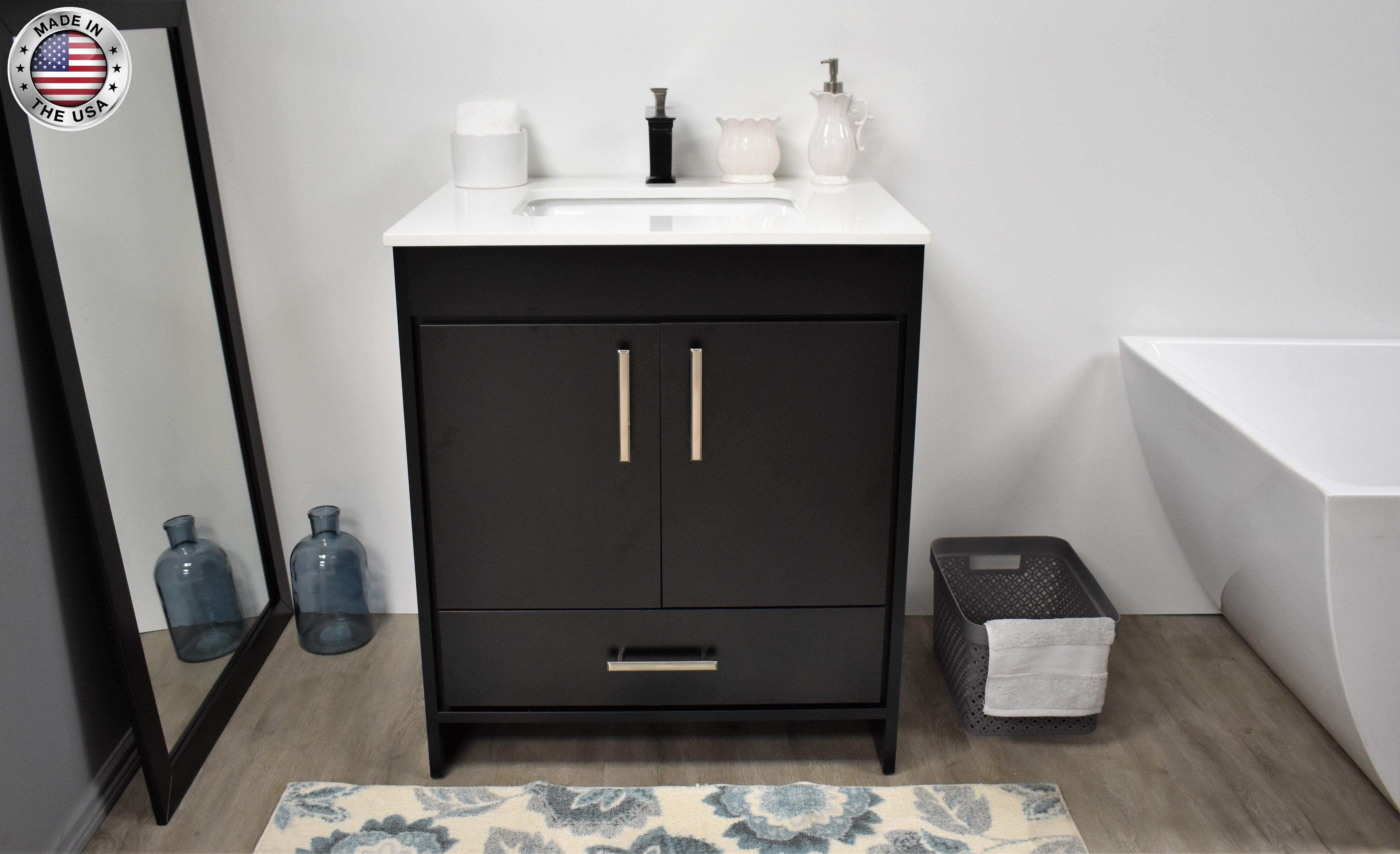 Volpa USA Capri 30" Modern Bathroom Vanity Black MTD-3530BK-1W FSMIU