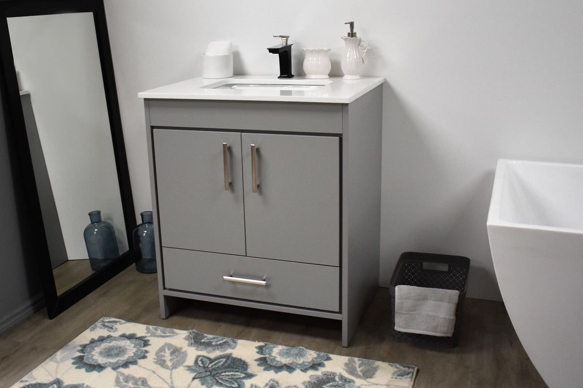 Volpa USA Capri 30" Modern Bathroom Vanity Grey MTD-3530G-1W AS