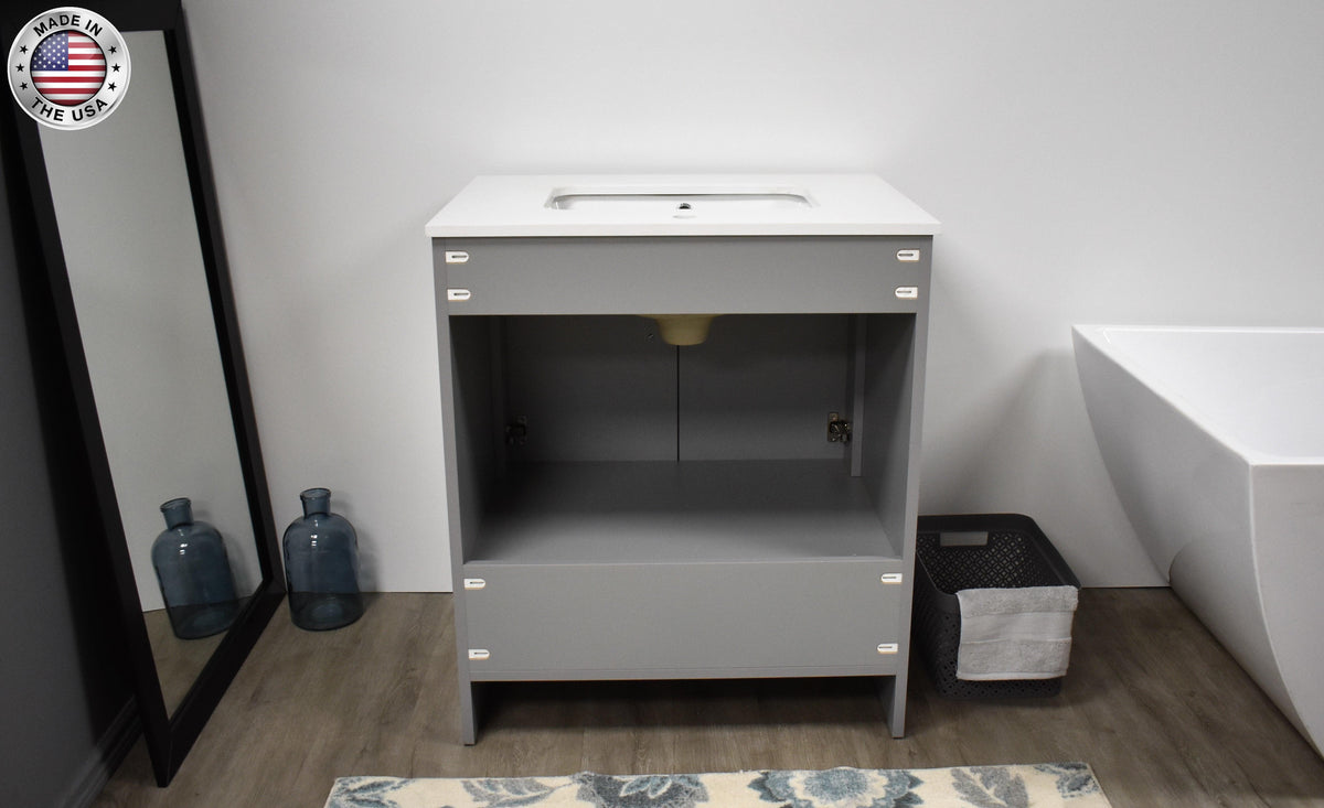 Volpa USA Capri 30" Modern Bathroom Vanity Grey MTD-3530G-1W BMIU