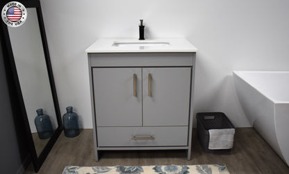 Volpa USA Capri 30" Modern Bathroom Vanity Grey MTD-3530G-1W FMIU