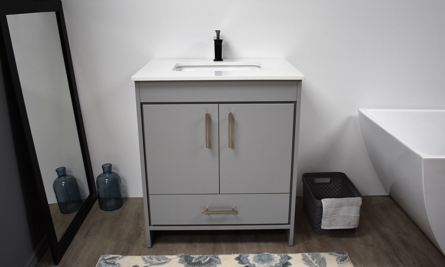 Volpa USA Capri 30" Modern Bathroom Vanity Grey MTD-3530G-1W F