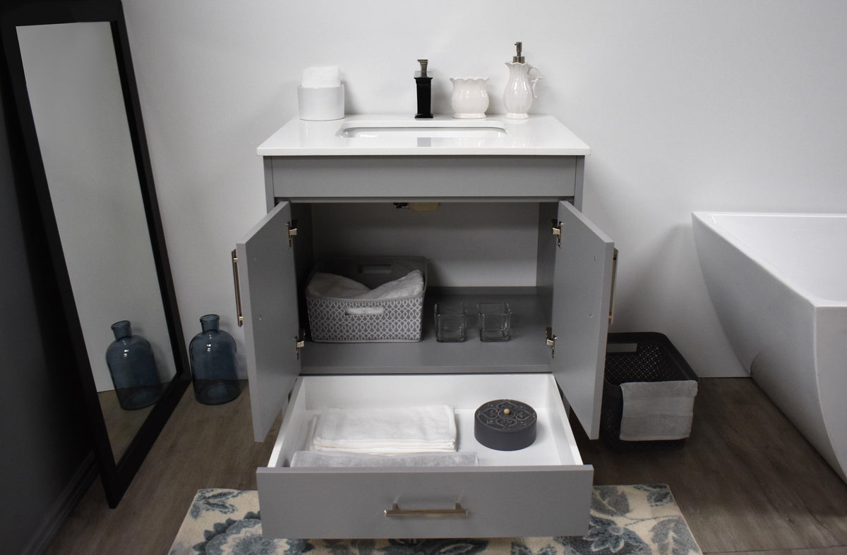 Volpa USA Capri 30" Modern Bathroom Vanity Grey MTD-3530G-1W FOS