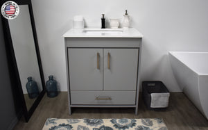 Volpa USA Capri 30" Modern Bathroom Vanity Grey MTD-3530G-1W FSMIU
